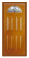 Textured Oak Grain - Entry Prehung 4 Panel Top Lite Fiberglass Door