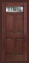 Textured Mahogany Grain - Entry Prehung 6 Panel Top Lite Fiberglass Door