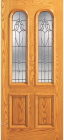 Wood Entry Doors - Entry 2 Panel Wood Door with 2 Rounded Lites
