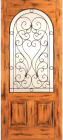 Wood Entry Doors - Western 2 Panel Wood Door with Round Lite