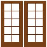 Mahogany Wood Double French Door with 10/5  Glass Prehung