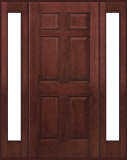 Entry Prehung 6 Panel Textured Fiberglass Door with 2 Sidelights