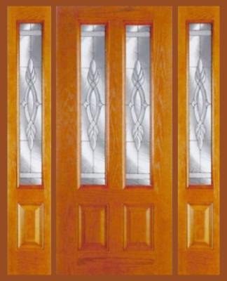 Exterior Doors  Sidelights on Entry Prehung Vertical Decorated Glass Fiberglass Door With 2