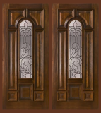 Wood Doors - Entry Prehung Arched Glaze Mahogany Wood Door - Entry Prehung Arched Glaze Double Door