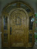 Doors - Floor Models On Sale - Entry Rustic Arch Wood Door with Wrap Around Transom