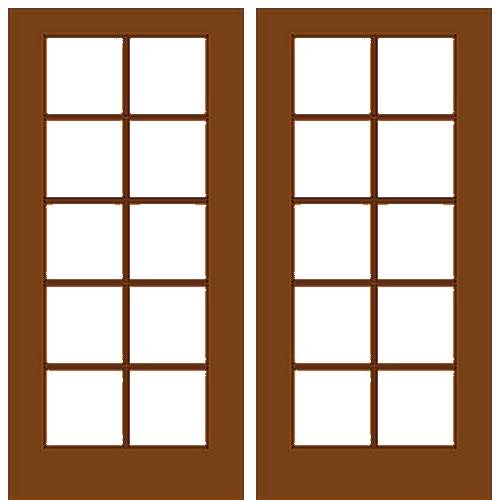 Mahogany Wood Double French Door with 10/5 Glass Prehung