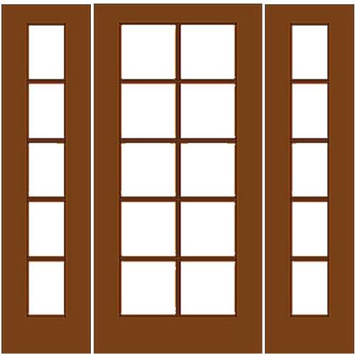 Mahogany Wood Double French Door with 10/5 Glass Prehung