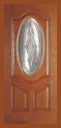 Textured Oak Grain - Entry Prehung Oval Deluxe Fiberglass Door