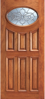 Wood Entry Doors - Entry 6 Panel Oval Glass Wood Door 