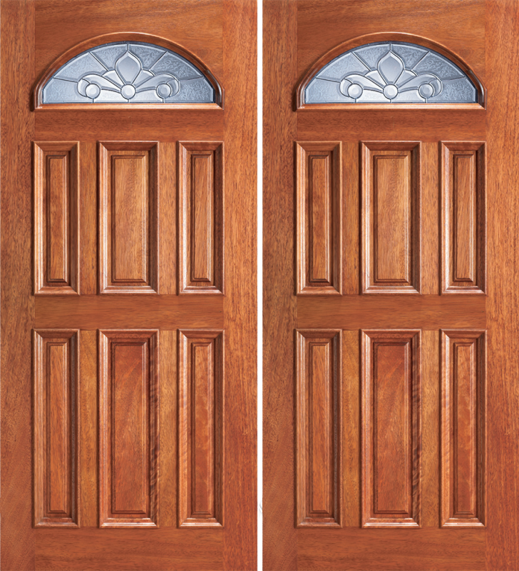 Entry Eye Brow 6 Panel Wood Double Door