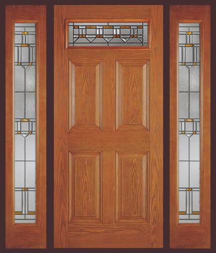 1-Lite over 2-Panel Classic Fiberglass Exterior Prehung Sidelite Door - Oval  Lite w/Decorative Glass - Right Hand Inswing - Discount Doors & More