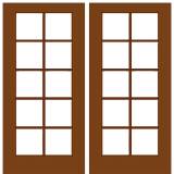 Mahogany Wood Double French Door with 10/5  Glass Prehung