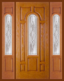 Entry Prehung Arch Glazed Fiberglass Door with 2 Sidelights