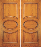 Entry 2 Panel Wood Double Door with Oval Design 