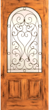 Western 2 Panel Wood Door with Round Lite