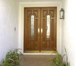 Double Mahogany Wood Doors Exterior View