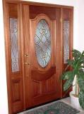 Oval Glass Single Wood Door with 2 sidelights