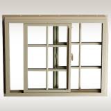Vinyl slide window with Grille and almond color. Also shown without Dual Wall Flush Fin