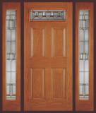 6 Panel Top Lite Fiberglass Door with 2 sidelights slabs